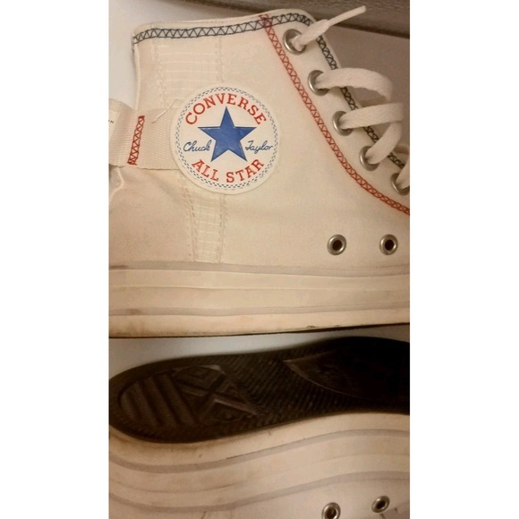 Converse Chuck Taylor All Star High Tops Logo Tag Vintage White A06104C Sneakers - Picture 12 of 16